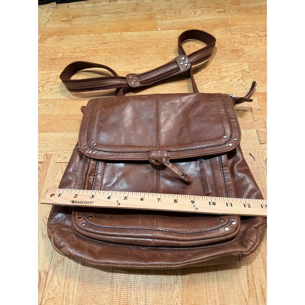 The Sak Brown Leather Convertible Backpack Crossbody Bag Boho Studded - Picture 3 of 5